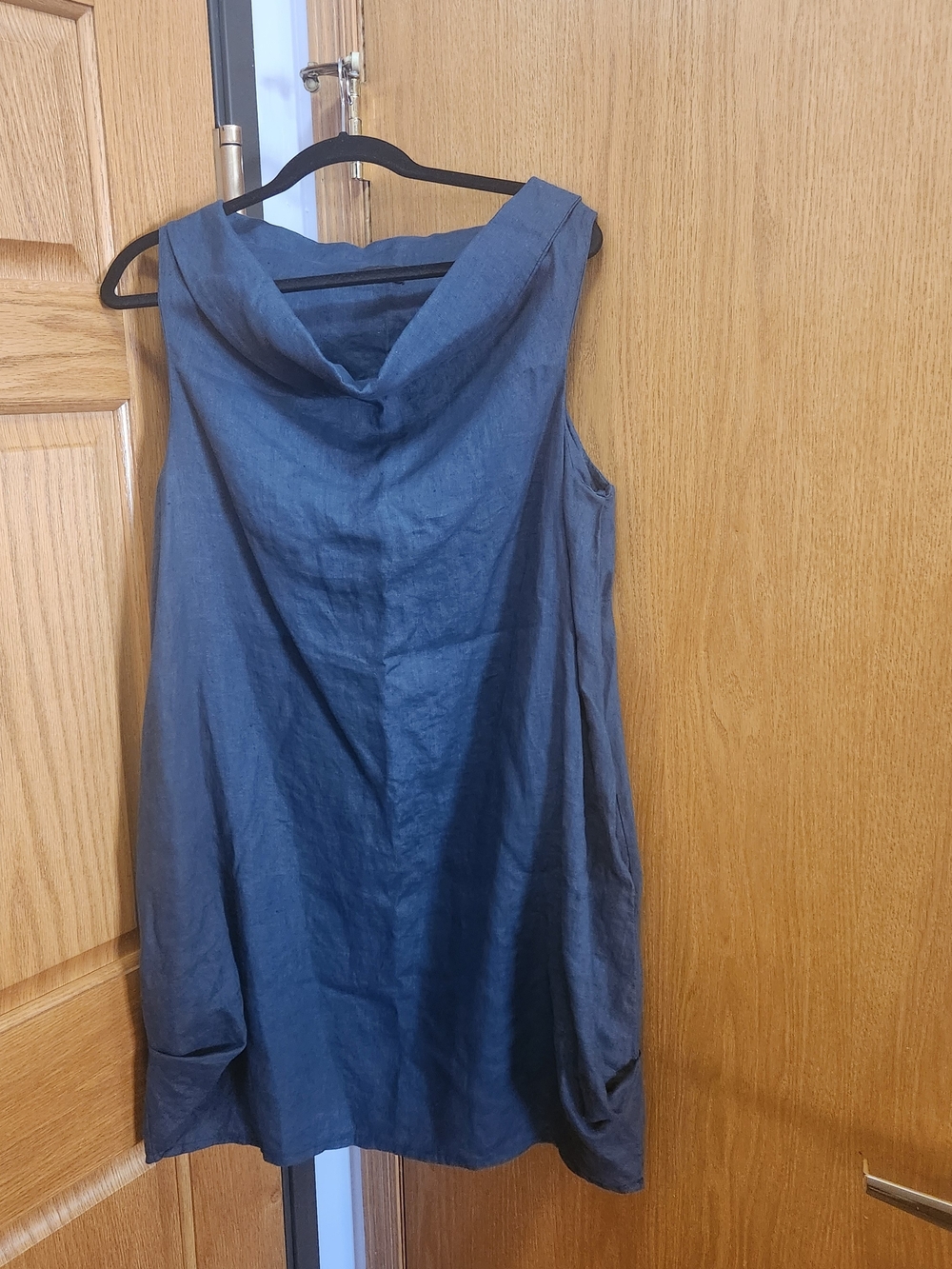 Luca Vanucci Made In Italy Navy TG XL 100% Linen Dress Sleeveless Pockets